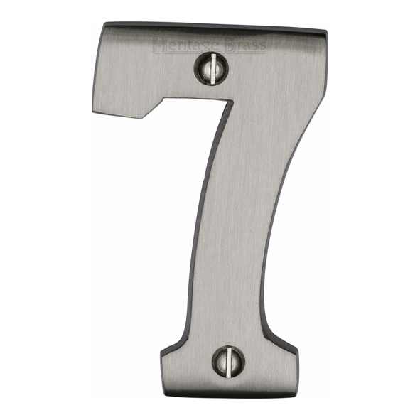 C1566 7-SN • 76mm • Satin Nickel • Heritage Brass Face Fixing Numeral 7